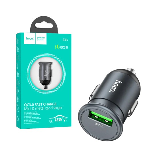 Hoco Car Charger Z43 Mighty 18W QC3.0 Metallic Gray